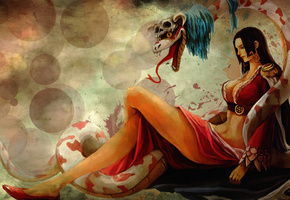 one piece, Boa hancock, девушка, змей