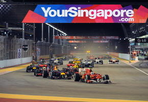 трасса, старт, Фото, болиды, red bull, гонка, ferrari