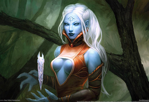 символ, девушка, кристалл, лес, тату, магия, Poxnora