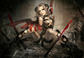 sakaiyuuki, Девушка, рога, крылья, демон