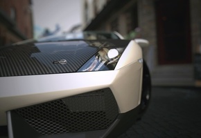 тюнинг, капот, белая, фара, карбон, Lamborghini