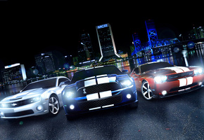 ford mustang, chevrolet camaro, dodge challenger, Muscle car
