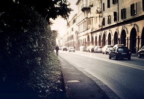 улица, дома, тротуар, автомобили, Город, дорога