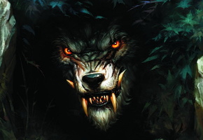 кусты, зубы, Волк, оборотень