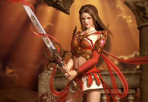 Девушка, меч, воин, доспехи, эльза, воительница