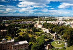 парк, европа, деревья, дома, высота, рим, Город, италия