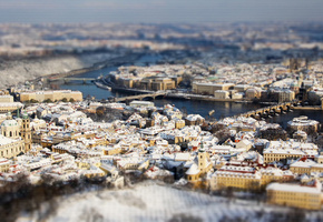 Прага, tilt shift, сверху