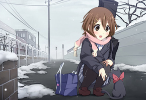 дома, дорога, гитара, Зима, доброта, снег, улица, шарфик