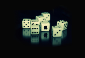 черный, apple, Кубики, отражение, белый