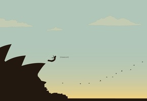 силуэт, freedom, небо, скала, Свобода, прыжок, полет, 