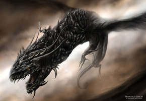 крылья, тьма, Дракон, монстр