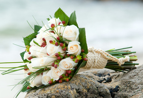 розы, белые, Букет