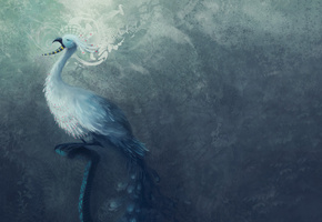 синий, текстура, птица, Минимализм