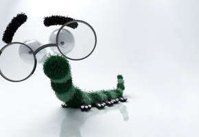 очки, смешно, глаза, Гусеница