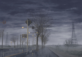 проливной, Rainy day, густые, япония, дождь, небо, тучи