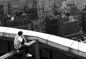 высота, здания, Парень
