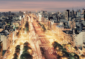 улицы, огни, дома, дорога, Ночной, город