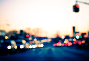 дорога, фото, боке, размытость, огни, машины, Город