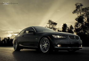 бэха на рабочий стол, Bmw 335i, черный bmw купэ, 360 forged