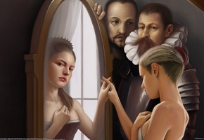 девушки, магия, Corrado vanelli, отражение, мужчины, зеркало