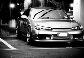 silvia, авто фото, чёрно-белая, Nissan, тачки, ниссан, s15
