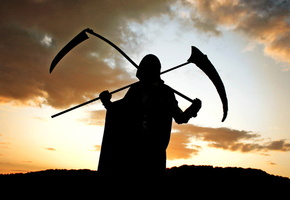 горизонт, небо, коса, облака, Смерть