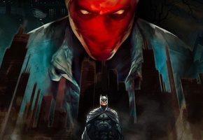 red skull, плащ, маска, готэм-сити, Batman, супергерой