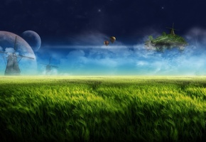 sky, clouds, Hd wallpapers, digital farm, moonlight, fantasy, landscape, grassland, night, dream
