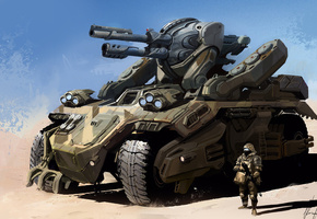 солдат, колеса, пушка, Боевая машина