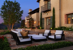 Цветы, стиль, вилла, природы, летом, пейзаж, закат