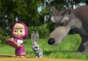 волк, телефон, Маша и медведь, заяц