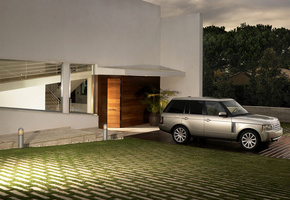 Range rover, особняк, вечер