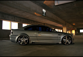 парковка, Bmw, тюнинг, большие диски
