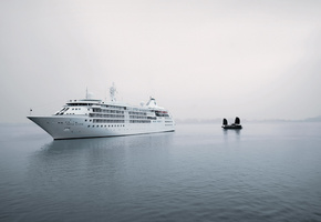 корабль, silwer cloud, парусник, Лайнер, гладь