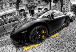 black, gallardo, Lamborghini, hdr