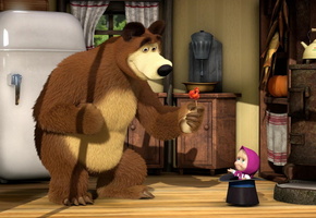 Маша и медведь, цилиндр, мульт, холодильник, леденец