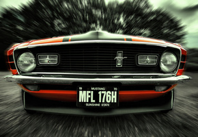 ford, mustang, 1970, front