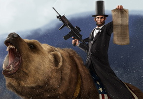 автомат, авраам линкольн, прокламация, снег, Медведь