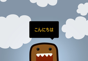 домо-кун, Минимализм, облака, персонаж, вектор, небо