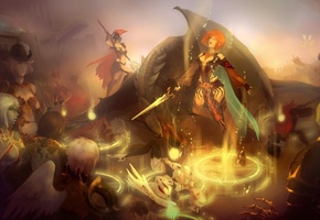 меч, рыжая, оружие, Фэнтези, игра, люди, девушки, lineage