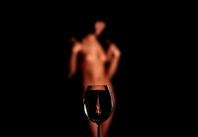 фокус, Девушка, резкость, отражение, бокал