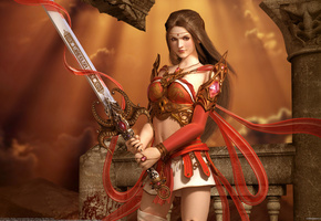 воин, девушка, soa lee, Меч, фэнтези