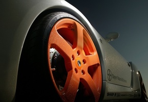 Порш, колесо, оранжевый