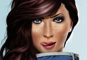 девушка, веснушки, Lms, прелестные, губы