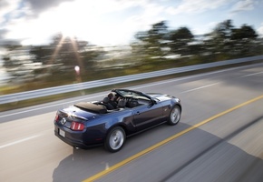 Mustang gt, дорога, скорость, кабриолет