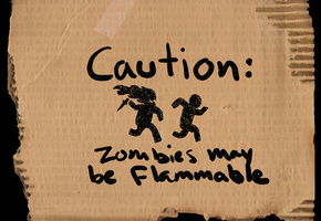 may be, картон, зомби, zombies, Caution, flammable, предупреждение