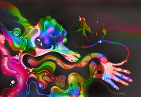 нога, крылья, цвета, Абстракция, глаза, рука, клякса