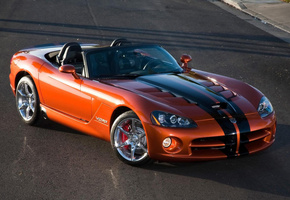 Dodge viper srt 10, дорога, оранжевый