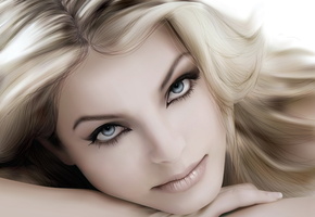 Вектор, портрет, блондинка