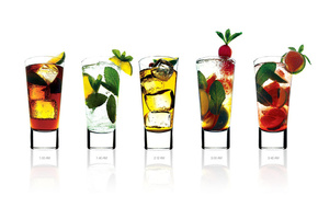 стаканы, лед, Коктейли, напитки